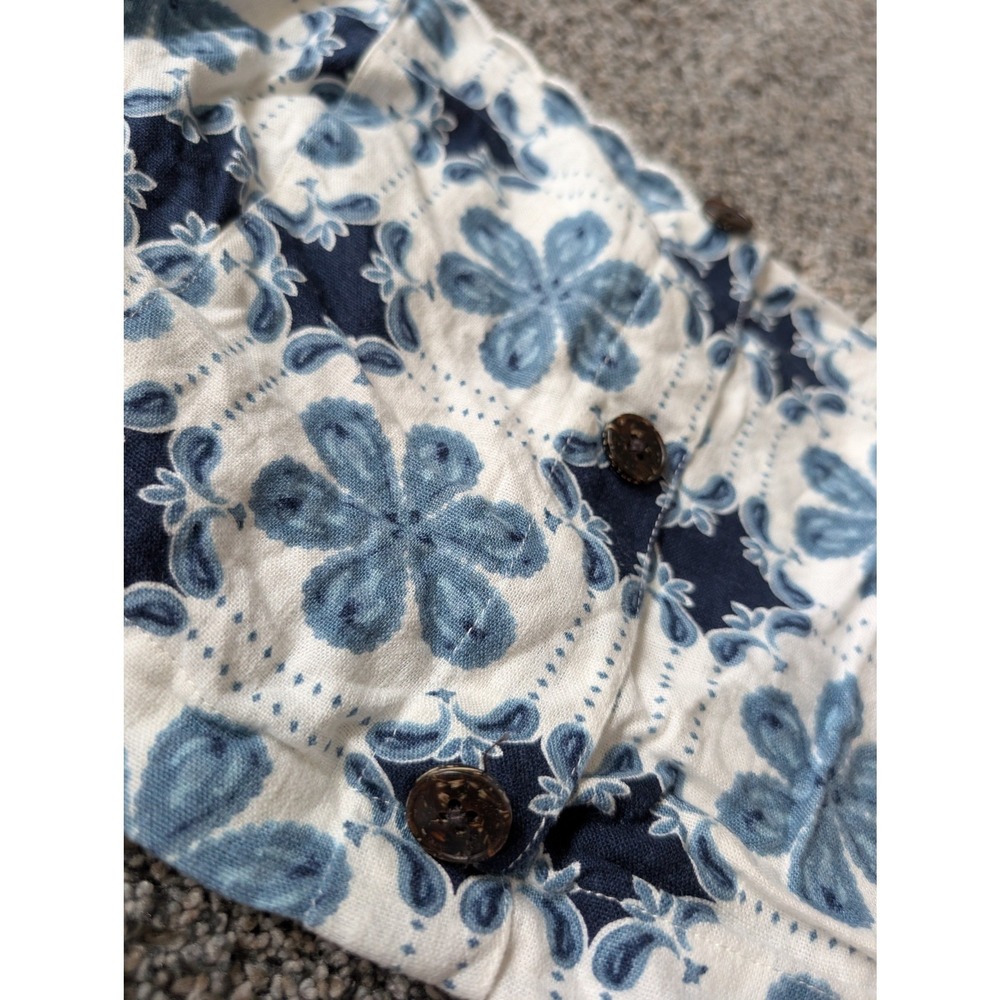 Agua Bendita x Target Blue Floral Scalloped Tie Strap Smocked‎ Crop Top XL - Picture 3 of 5